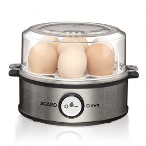 AGARO Crown Instant Egg Boiler 360 Watts, Boils Up to 7 Eggs with 3 Modes Heating Stainless Steel Body (Silver)