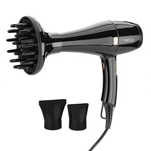 VEGA Pro-Xpert 2200 Watts Professional Hair Dryer with Diffuser & 2 Detachable Nozzles (VHDP-03)Black