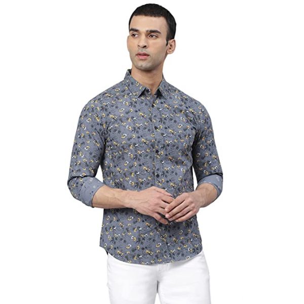 Dennis Lingo Men's Printed Slim Fit Cotton Casual Shirt