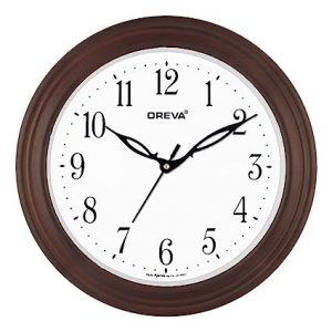 Oreva Plastic Wooden Look Designer Wall Clock (27.5 x 27.5 x 4.3 cm, Cola, AQ-7297)