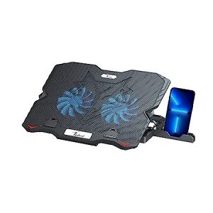 Techie 2 Fan Laptop Cooling Pad with Mobile Stand for Upto 15.6 Inch Laptops with 5 Adjustable Levels