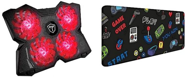 Tukzer Laptop Cooling Pad, Portable Slim Quiet USB Powered Gaming Cooler Stand & Large Size (795mm x 298mm x 3.45mm) Extended Gaming Mouse Pad