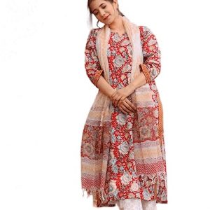 Royal Export Women's Straight Floral Printed Salwar Suit Set