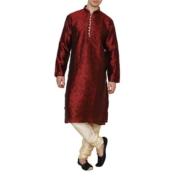 Royal Kurta Men's Jacquard Silk Floral Kurta Pyjama