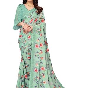 Satrani Women'S Georgette Leheriya Printed Saree With Unstitched Blouse Piece