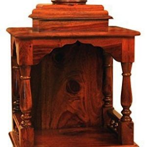 shilpi Wooden Temple for Home Handcrafted Vaastu Compliant Sheesham Wood Mandir Temple with Drawer