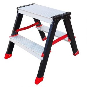 Climb High 2 Step Foldable Aluminum Stool Ladder with Anti-Skid Step for Kitchen Home Shops Garden Sturdy and Lightweight