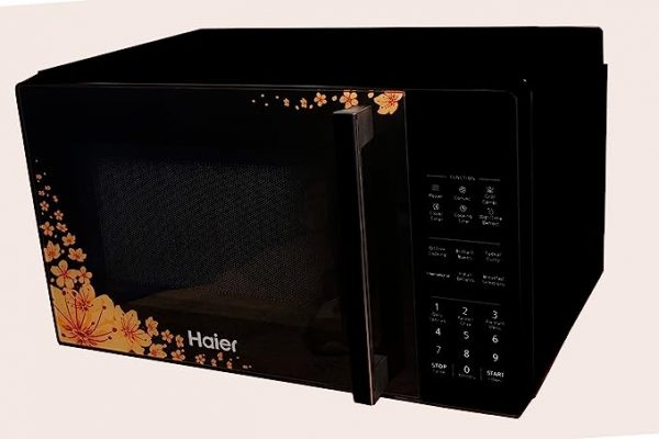 Haier 22L Convection Microwave (HIL22ECCFSD, Black, Floral Pattern)