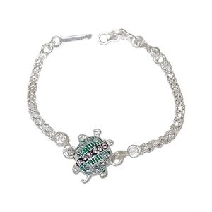 Sahiba Gems Sterling Silver Rakhi With Turtle Design Kids Bracelet Raksha Bandhan (Chandi Rakhi).