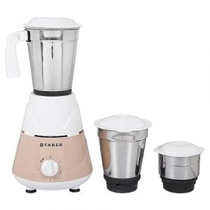 Faber Marvel 500W Blender Mixer Grinder, Low-Noise, Up to 18000 RPM Speed 3 SS Steel Jars for Wet, Dry Or Chutney Grinding