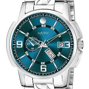 Matrix Black, Blue, White Dial, Day & Date Functioning, Stainless Steel Strap Analog Watch for Men & Women