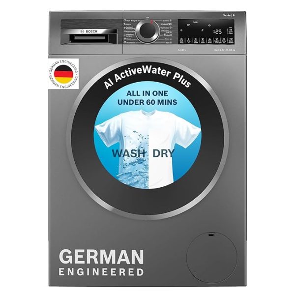 Bosch 10.5-6 KG Inverter Front Load Washer Dryer with LED TOUCH DISPLAY (WNA2E4U1IN,Cast Iron Grey)