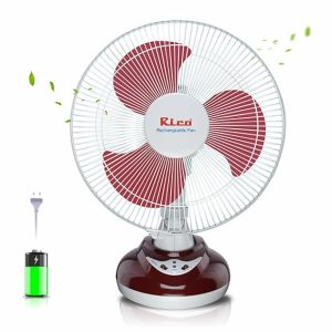 Rico Rechargeable Table Fan with 4500 MAH Built in Battery Power Travel Friendly Portable Fan with 4 Hr Back-up