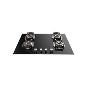 Faber Hob Hobtop 4 Brass Burner Auto Electric Ignition,Glass Top (Nexus IND HT784 CRS BR CI AI) Black