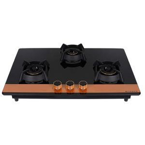 Faber Hobtop Utopia HT783 CRS BR CI AI 3 Brass Burner Auto Electric Ignition Glass Top (Black)