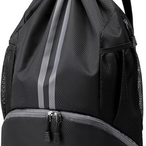 Leosportz Sports Drawstring Bag Backpack for Men Women - Basketball Bag Gym Backpack Dedicated Shoe Compartment