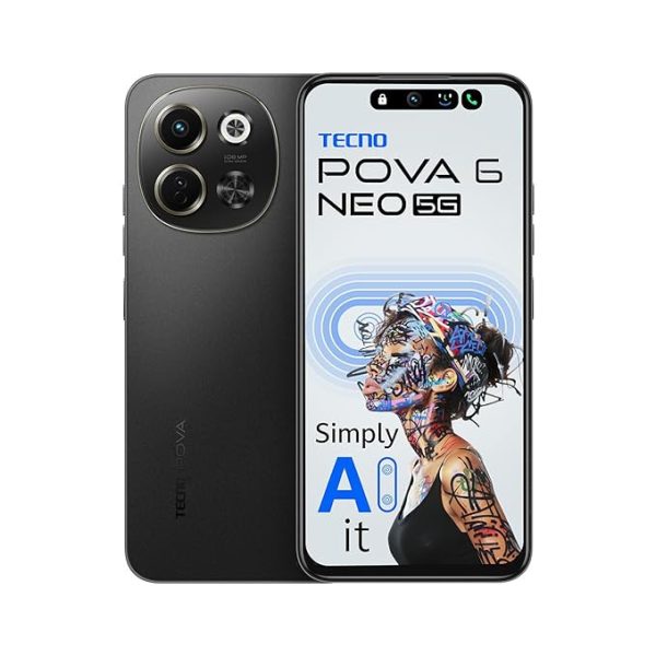 TECNO POVA 6 NEO (Midnight Shadow, 8GB+256GB) Advanced AI Features 108MP Ultra Clear AI Camera