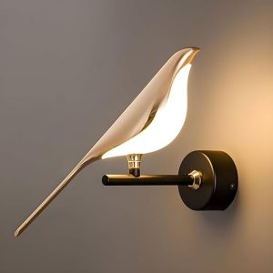 twixle Golden Metal Bird Wall Light for Living Room, Modern Wall Lamps for Bedroom, Wall Lights for Home Decoration