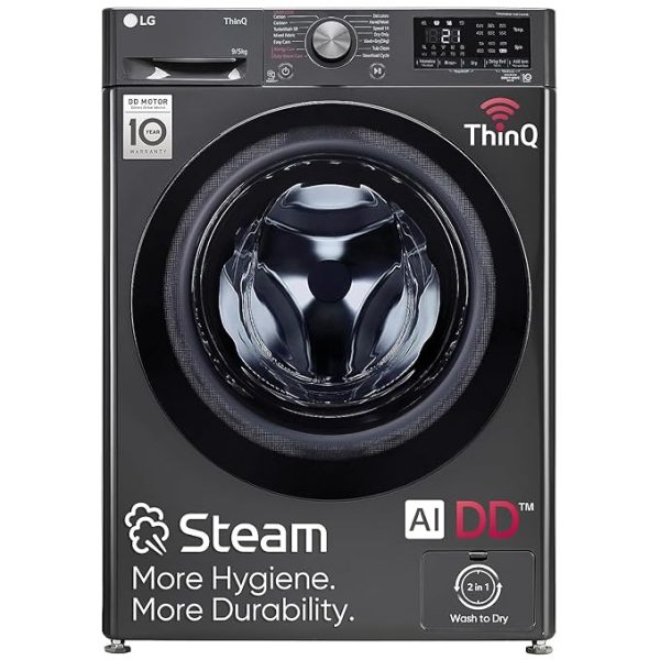 LG 9 Kg (Wash) 5 Kg (Dry), Ai Direct Drive Technology, Steam, TurboWash & Wi-Fi Fully Automatic Front